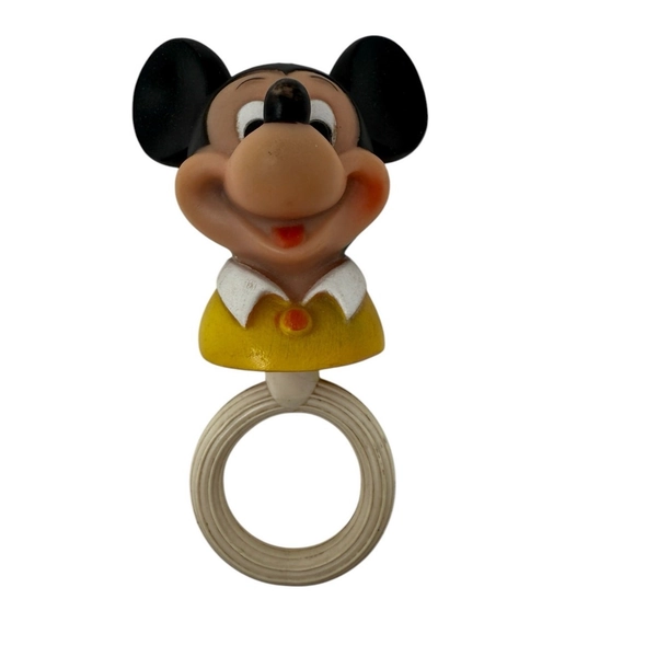 Vintage 1970s Walt Disney Productions Mickey Mouse Baby Rattle Toy 5in