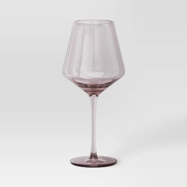 19.6oz Stemmed Wine Glass Pink - Threshold™: Dishwasher-Safe, Lead-Free, Recycled Content, Cold Beverages