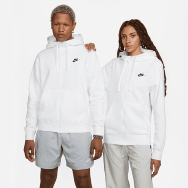 Nike Sportswear Club Fleece Men's Full-Zip Hoodie - White/White/Black - Size XXS