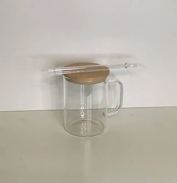 15oz Clear Sublimation Glass Mug with Bamboo Lid