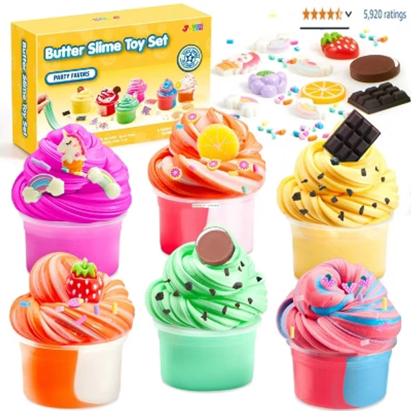 Joyfy 6 Pack Butter Slime Non-Sticky Mess-Free Stress Relief Slime Toys Party Favors For Kids Classroom Boys and Girls Birthday Gift Education Putty