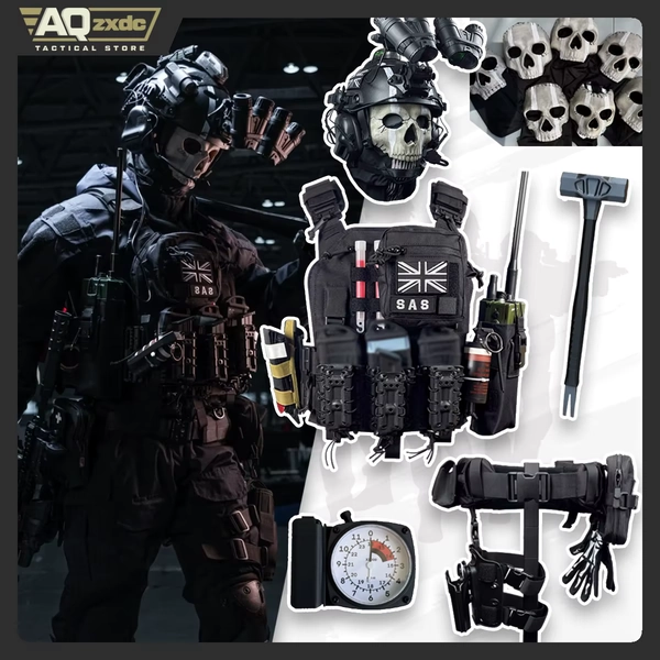 AQzxdc Airsoft Call of Duty 19 Night Raid Ghost Cosplay Full Set of Equipment Ghost Tactical Mask Tactical Vest & Hemlet Set - AliExpress 18