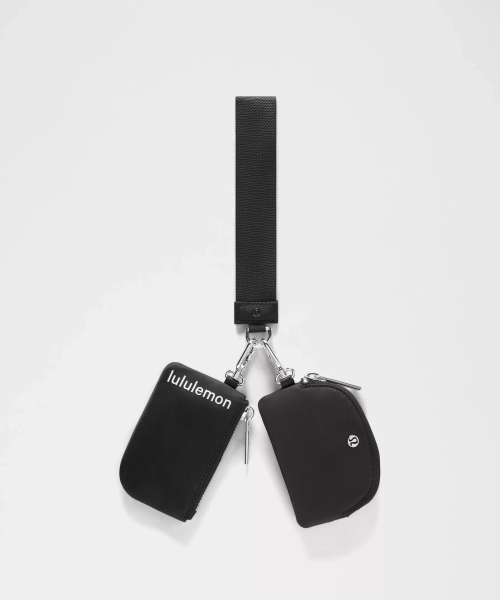 Dual Pouch Wristlet - Black/White/Silver - ONE SIZE
