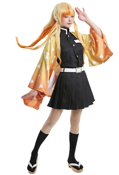 KNY Demon Fighter Zenko Cosplay Costume Female Top and Skirt Set with Kimono Jacket