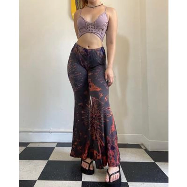 Arabella Flares in Purple, Festival Pants, Tie Dye Bohemian Leggings, 60s Pants