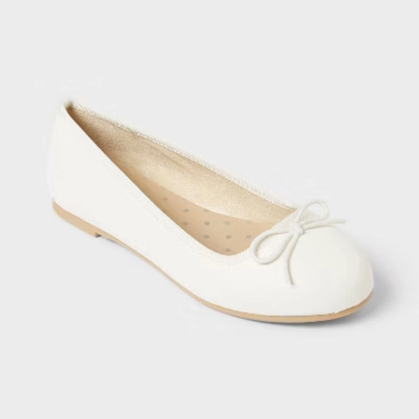 Kids' Diana Slip-On Ballet Flats - Cat & Jack™ White 13: Memory Foam Insole, Closed Round Toe, Medium Width