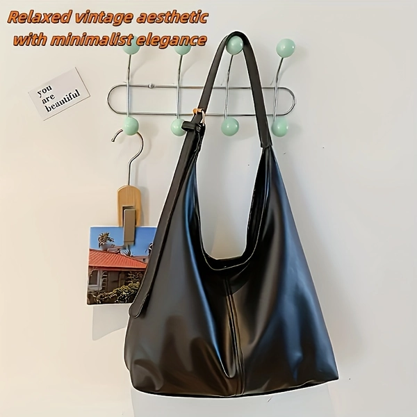Women's Vintage Large Capacity Tote Bag - Adjustable Strap & Snap Closure, Durable Nylon Handbag with Golden-Tone Hardware (Black/Coffee/Brown) - Elegant Retro Shoulder Purse for, Travel, Parties, Daily Use - Ideal Gift for Women, Bags For Women