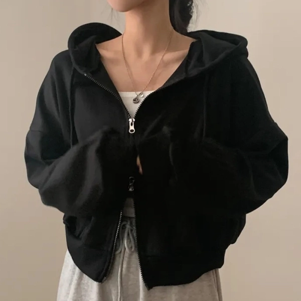 Black Oversized Zipper Hooded Jacket | Jungkook - BTS - Fashion Chingu