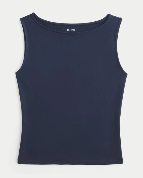 Soft Stretch Seamless Fabric Slash-Neck Tank