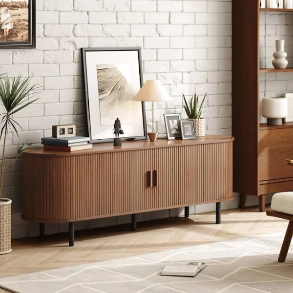 Jalonda Modern Wood TV Stand with Storage and Shelves to Fit TVs Ebern Designs