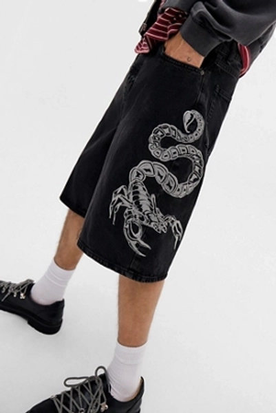BDG Jack Washed Black Denim Scorpion Denim Shorts