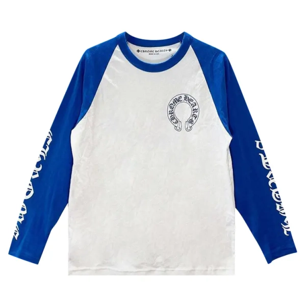 Goat Chrome Hearts Long-Sleeve Horseshoe Baseball Tee 'White/Blue' - 1383 100000107LSHB WHBL | GOAT