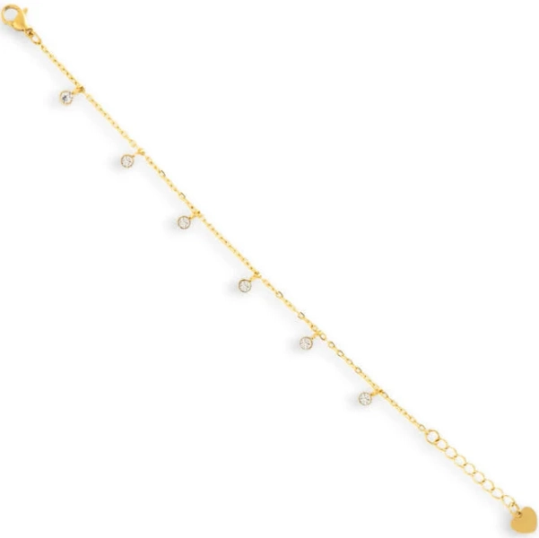 18K Gold Plated Stainless Steel Crystal Drop Bracelet