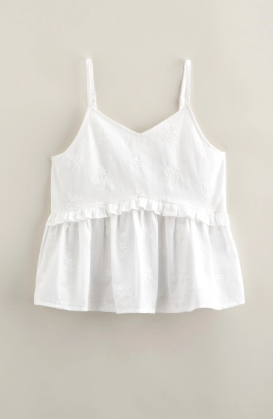 Kids' Floral Embroidered Cotton Camisole