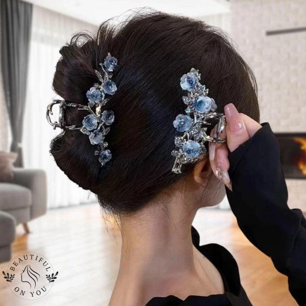 Elegant Camellia Flower Hair Claw: Metal Floral Clip