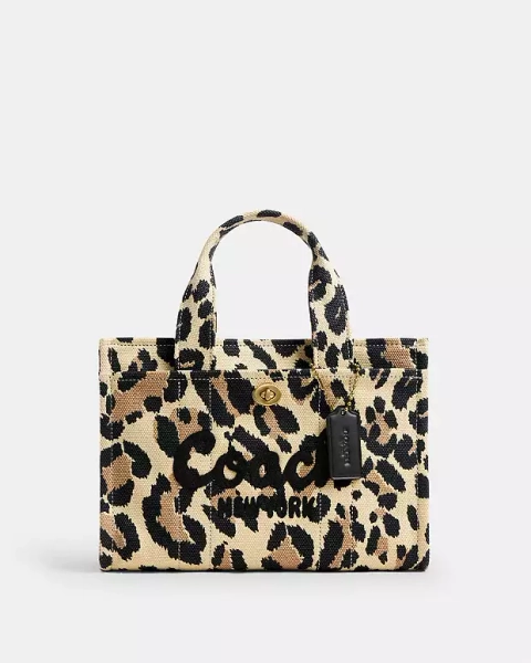 Brass/Natural Leopard Cargo Tote Bag 26 With Leopard Print