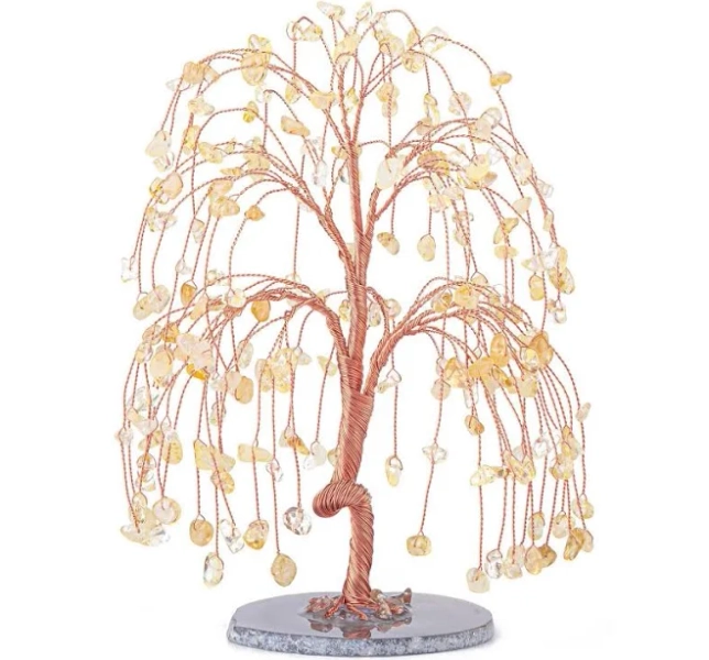 Jovivi Citrine Crystal Tree of Life Money Tree Feng Shui Ornament