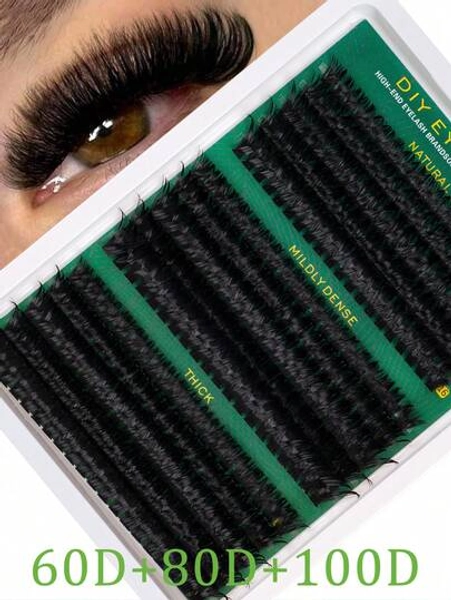 Fluffy Lash Clusters 60D+80D+100D/30D+40D+50D/40D+60D+80D/ Individual Eyelash Thick Cluster Eyelash Extensions D Curl Lashes Clusters 290Pcs/300Pcs/640Pcs Individual Lashes Wispy Cluster Lashes