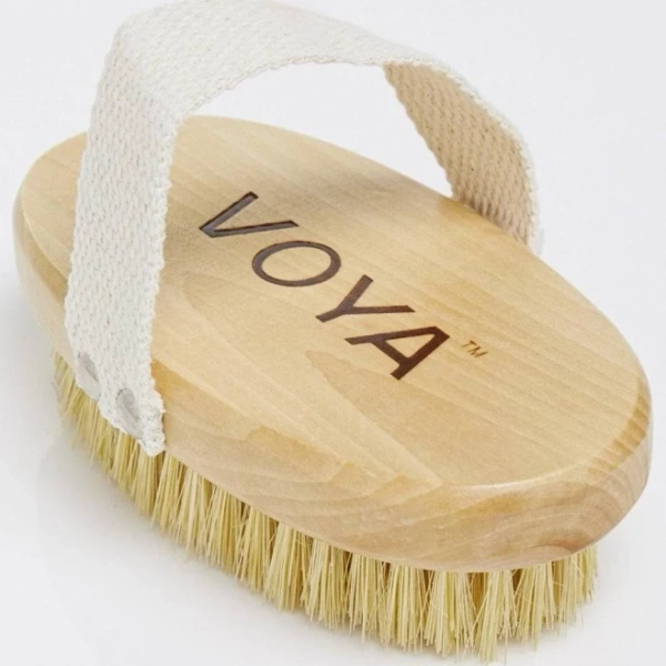 VOYA Exfoliating Body Brush and Organic Cotton Pouch