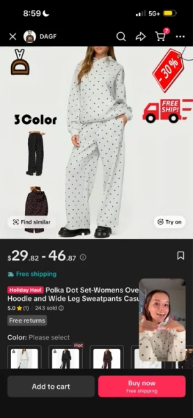 polka dot set- white or black idrc ( preferably white)