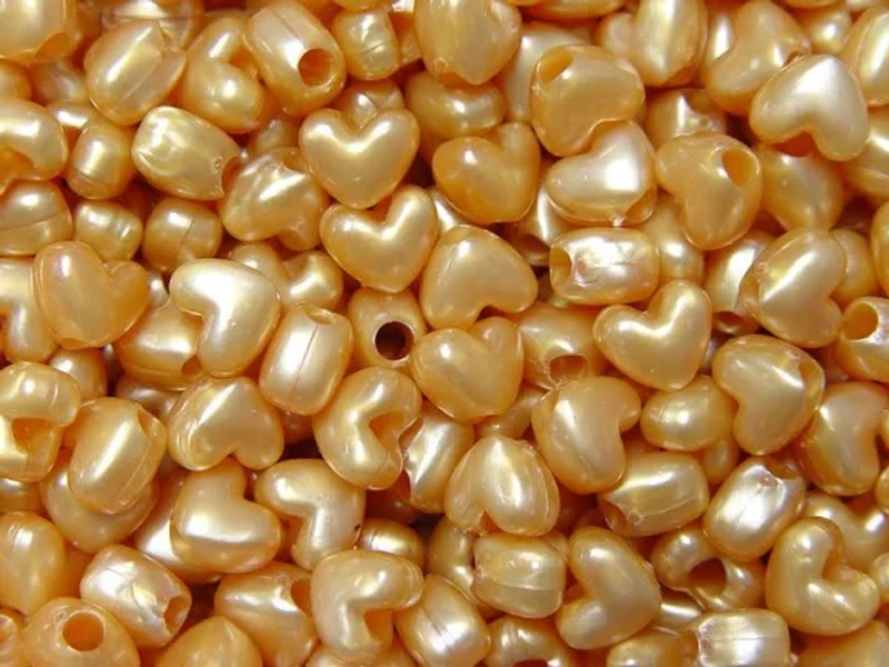 Gold Pearl color Heart Pony Beads 100pc Kandi, Bracelets, Jewelry Supplies