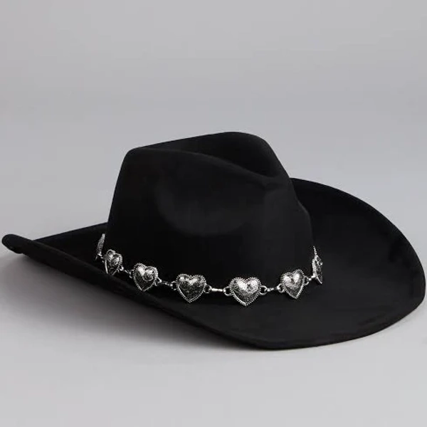 Windsor Western Babe Heart Concho Trim Faux Suede Cowboy Hat