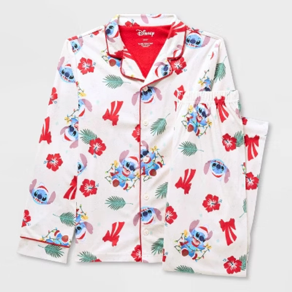 Kids' Lilo & Stitch 2pc Christmas Pajama Set - White 6