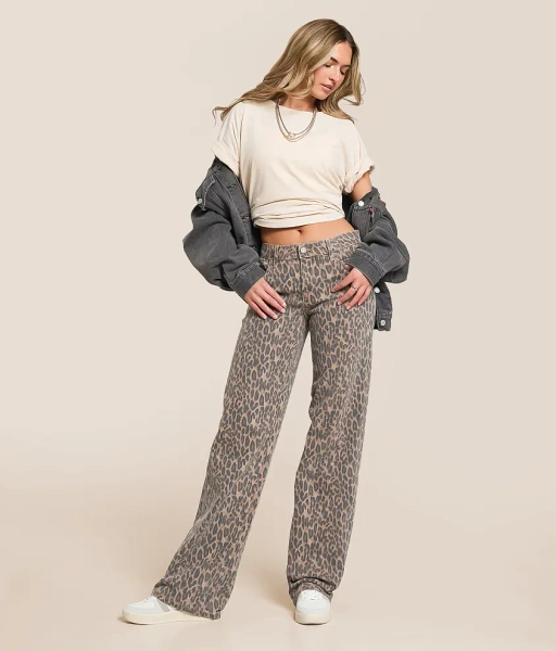 22 Rhinestone Cheetah Blake Dad Cheetah Rhinestone Stretch Jean