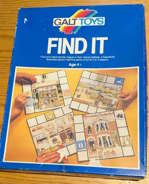 Vintage 1983 Galt Toys. FIND IT Puzzle Game. Complete. Wear&amp;Tear to Box.