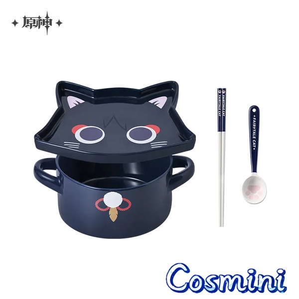 Official Genshin Impact Wanderer Cat Ceramic Noodle Bowl Home Tableware Set