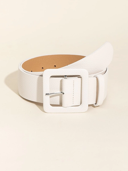 1pc Litchi Embossed Square Buckle Belt Halloween Summer, School Fall, Autumn, Halloween