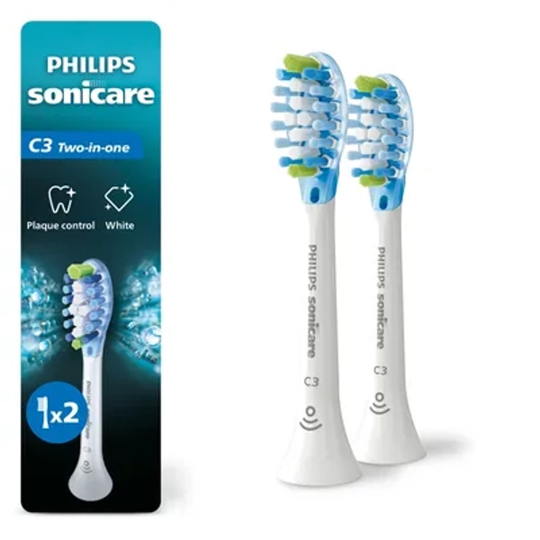 Philips Sonicare C3 Premium 2-in-1 Plaque & Whiten Replacement Electric Toothbrush Head - HX9042/65 - White - 2pk