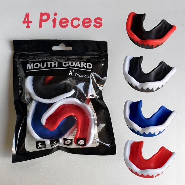 4pcs Adult Sports Mouthguard Set - Essential Protective Gear for Ice Hockey, Basketball, Karate, Football, Rugby & Boxing | Comprehensive Dental Protection for Combat and Athletic Activities