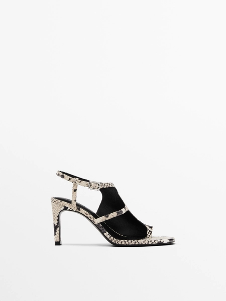 Sandales talon imprimé asymétrique - ANIMAL PRINT