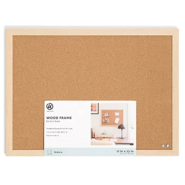 U Brands 23"x17" Cork Bulletin Board with Wood Frame