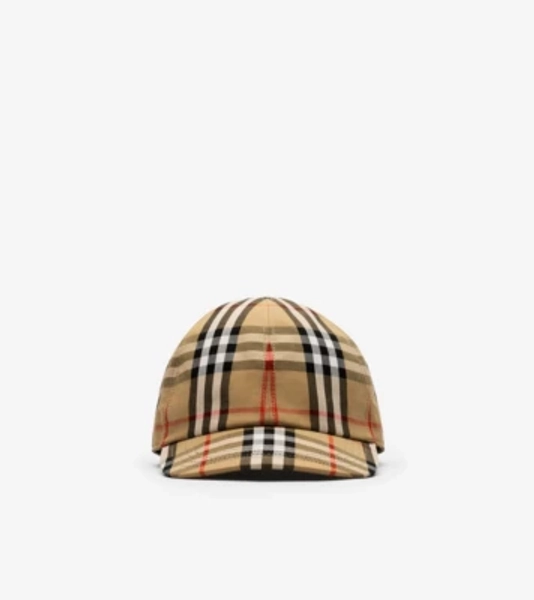 Check Cotton Baseball Cap in Sand beige - Children | Burberry® Official