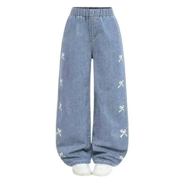 Girls' Printed Bow Wide Leg Pants