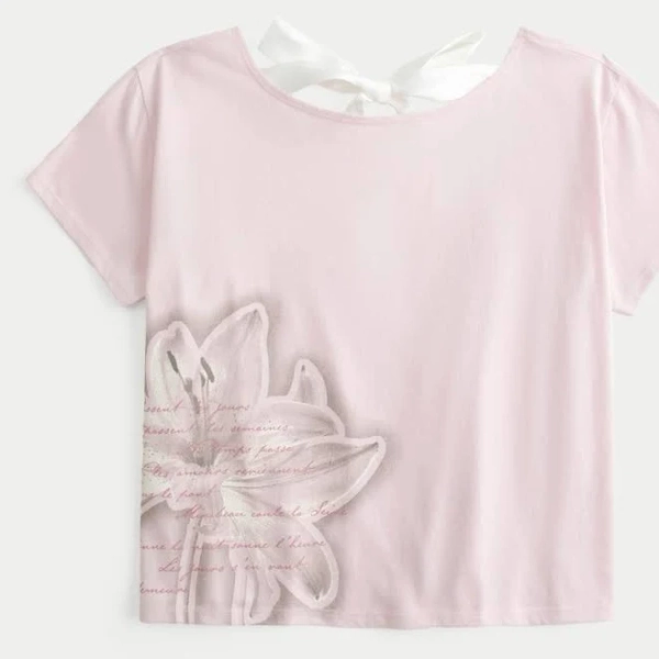 Women's Easy Ribbon Tie-Back Graphic Tee