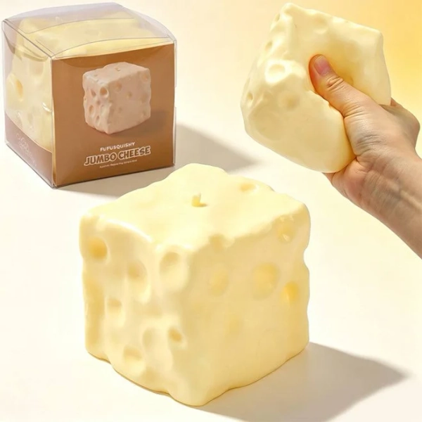 FUFUSQUISHY Jumbo Cheese Squishy Fidget Toy Stress Ball