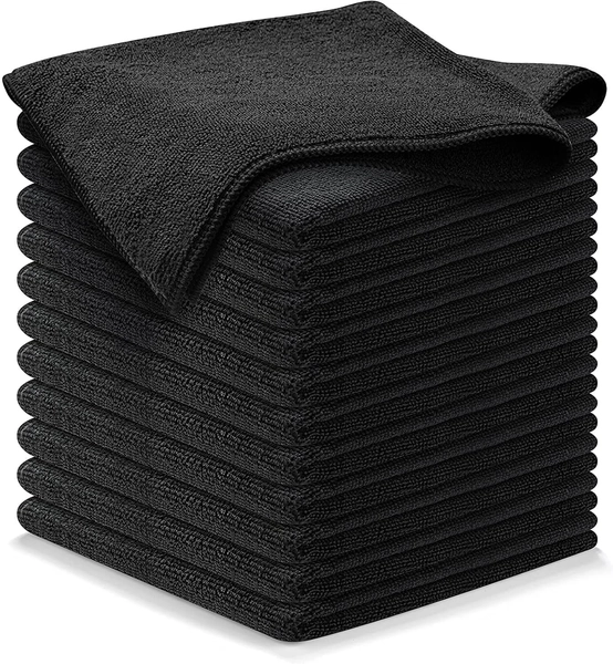 USANOOKS Microfiber Cleaning Cloths-Microfiber Towels-Black- Pack of 12 (12.5"x12.5") - Walmart.com