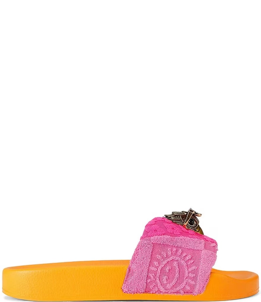 Kurt Geiger London Meena Colorblock Floral Logo Pool Slide Sandals