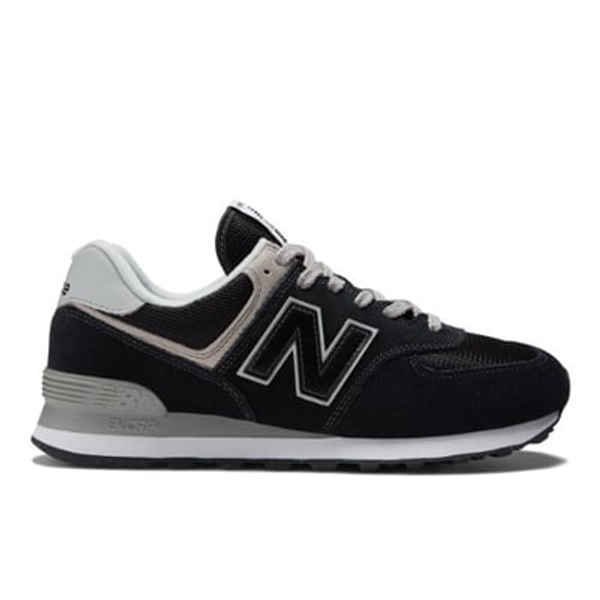 New Balance Men's 574 Core Sneakers - Black/White (Size 11.5 Wide)
