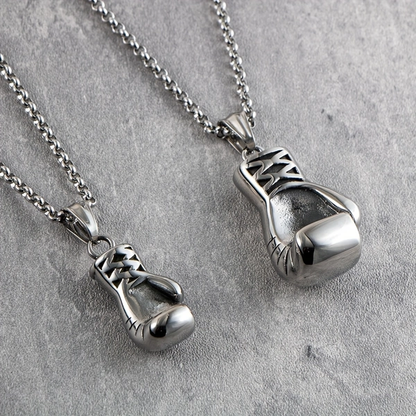 A Non-fading Solid Senior Sports Creative Boxing Gloves Stainless Steel Men's Pendant Domineering Necklace