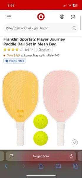 2 player paddle Ball set 