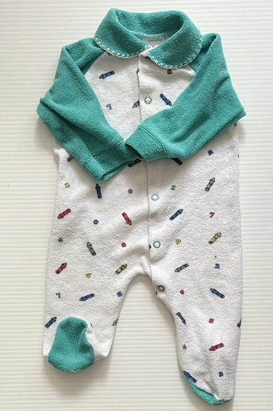 Vintage 1980s LULLABY LAND Boy/Girl Baby Stretch Terry Sleeper Pajamas UNISEX M