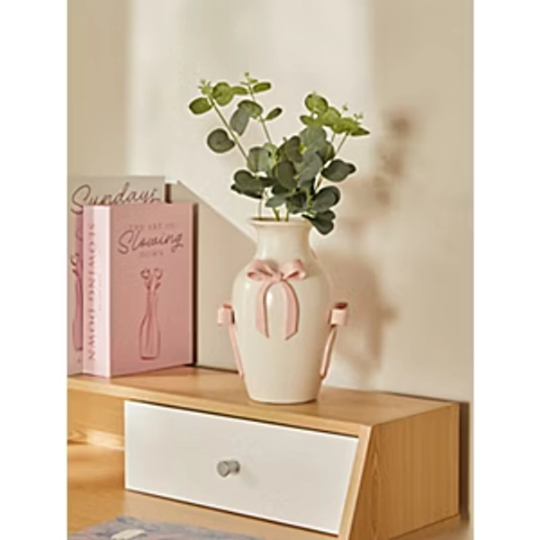 White Bow Detail Vase