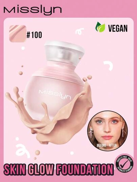 Misslyn Skin Glow Foundation, Long Lasting Breathable Matte Foundation-Fair Matte Sweatproof Foundation Oil Control Full Coverage Poreless Concealer Waterproof Flawless Non-Fading Weightless Liquid Foundation, Y2K Makeup Party Beach Travel Holiday Camping Outdoors Present Rose Fashion Girl New Year Cosmetic Cosplay Best Trip Festivals Color Fancy Campus School Charm Vibe Cny Chinese New Year,Vegan,Cruelty Free
