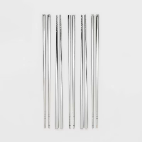 5pk Chopstick Set Silver - Threshold™: Stainless Steel, Traditional Style, Dishwasher-Safe, 9.25" Length, Service for 5
