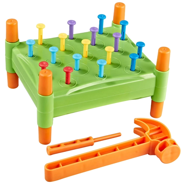 Early Learning Puzzle Nail Piling Toy For Kids Hammering Game Hand Eye Coordination Training Set - Walmart.com