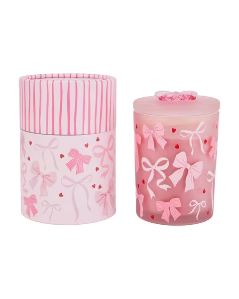 Pink Glass Bow Candle - Assorted - One Size